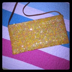 Yellow sequin evening bag